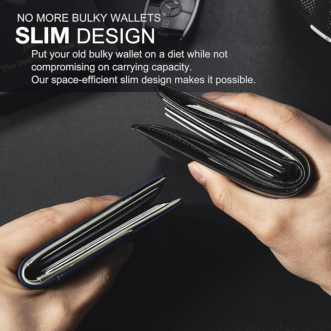 GSOIAX Slim Wallet for Men Rfid Blocking Leather Bifold Front Pocket Carbon Fiber Men's Money Clips Credit Card Holder With Gift Box