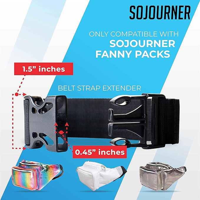 ONLY COMPATIBLE WITH SOJOURNER FANNY PACKS Fanny Pack Extender Belt Bag Adjustable Elastic Strap Buckle Waist Extender