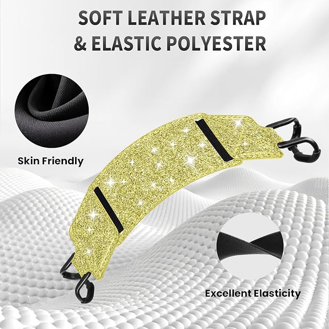 MoKo 2 Pack Security Hand Strap for 6-8" Kindle eReaders Fire Tablet-Kindle/Kobo/Voyaga E-Book Tablet, High-Elasticity Versatile Hand Strap Lightweight Finger Grip Holder, Lemon Yellow+Glitter Yellow