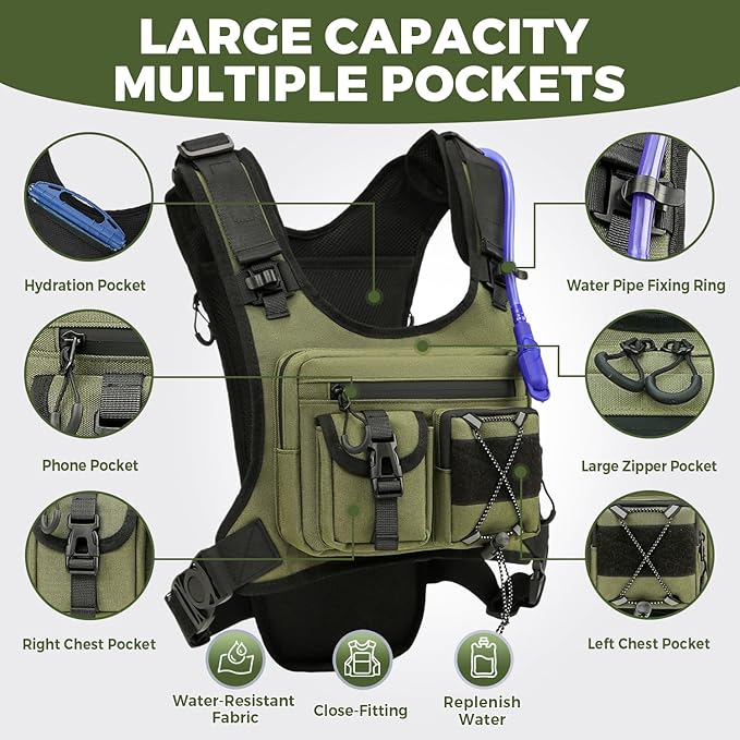 Criuage USA Patent Running Hydration Vest Backpack, Lightweight Chest Pack with 2.0L Water Bladder Bag Daypack for Hiking Running Cycling Race Marathon for Women Men