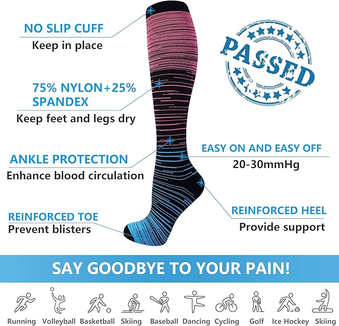 bropite Compression Socks for Women & Men Circulation-Support Knee High Socks 20-30 mmhg-Best for Running,Medical,Nurse,Travel