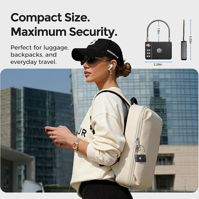 MiLi Smart TSA Luggage Lock with Bluetooth Tracker, Works with Apple Find My & Google Find Hub, Anti-Lost Travel Lock for Suitcase & Bags, Replaceable Battery, Durable All-Metal Design