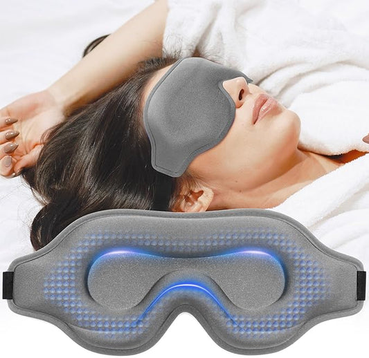 Sleep Eye Mask for Men Women, Weighted Sleeping Mask for Side Sleeper, Travel Blackout Night Blindfold Eye Shade Cover with Adjustable Strap (Silver Gray, 4.6oz)