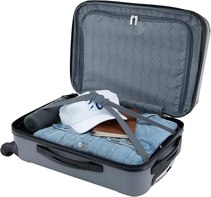 Travelers Club Chicago Hardside Expandable Spinner Luggage, Charcoal, 20"(22in with wheels) Carry-On