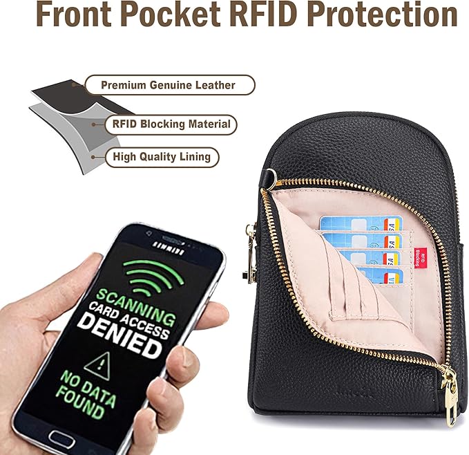 INICAT RFID Blocking Sling Bag, Anti Theft Crossbody Bag for Women Compact Travel Purses Leather