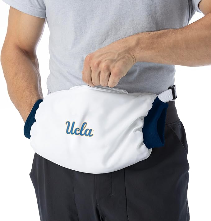 Northwest NCAA UCLA Bruins Hand Warmer with Adjustable Waist Strap, Officially Licensed Cold Weather Hand Muff for College Sports, Outdoor Sports, Insulated Pocket, Polyester, 7 x 15 in