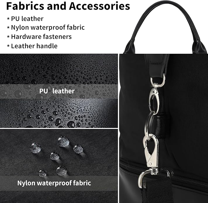 Women's Weekender bag Travel Duffel Bag with Shoe Compartment 21-inch Airline-Approved Carry-On, 2-Piece Overnight Bag Set Personal Item Luggage