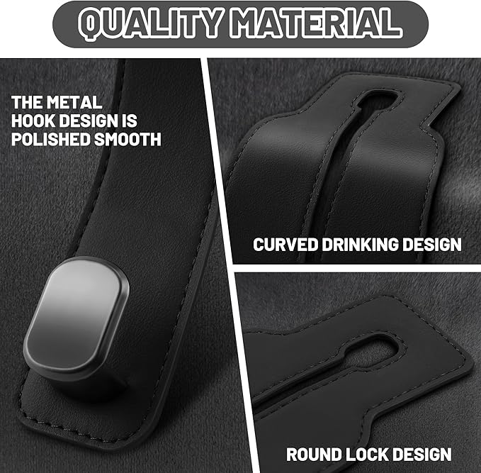Amelity Car Seat Headrest Hooks for Bags Purses Groceries, 2 Pack Black