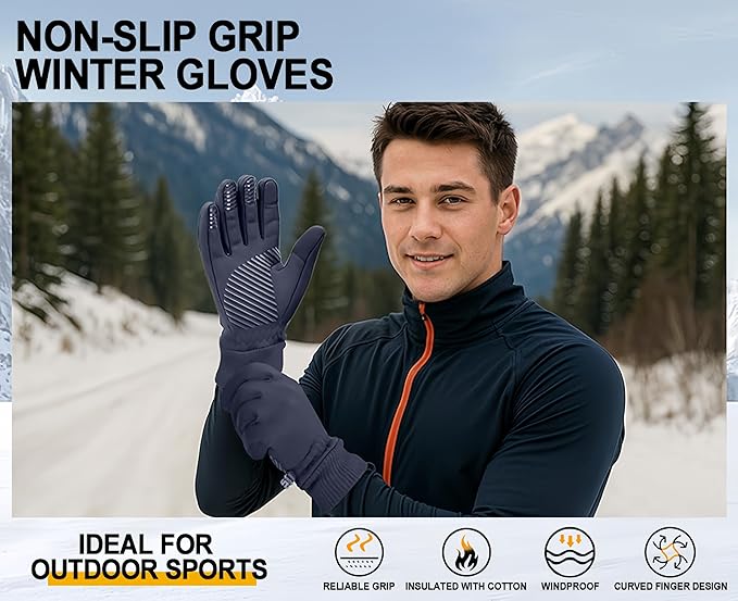 FEWTUR Winter Waterproof Gloves for Women and Men - Thermal Gloves with Touchscreen Fingers, Warm Gloves for Running, Bike and Hiking Cold Weather
