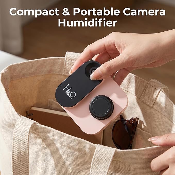 Travel Humidifier, Portable Mini Cool Mist Humidifier, Small Bottle Humidifier with Auto Shut-Off, Night Light, USB Rechargeable, for Bedroom, Office, Hotel, Car and Plants, Pink