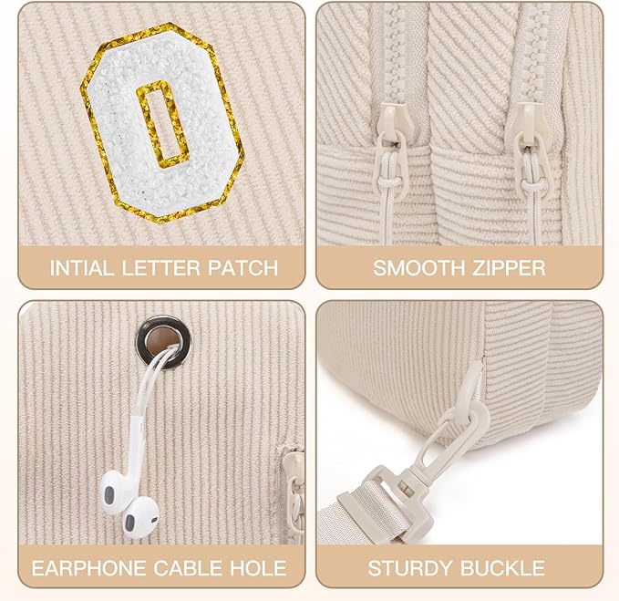 Viverte Small Corduroy Sling Bag Initial Crossbody Bag Fanny Pack for Girls Personalized Birthday Gifts for Teen Girls Gifts