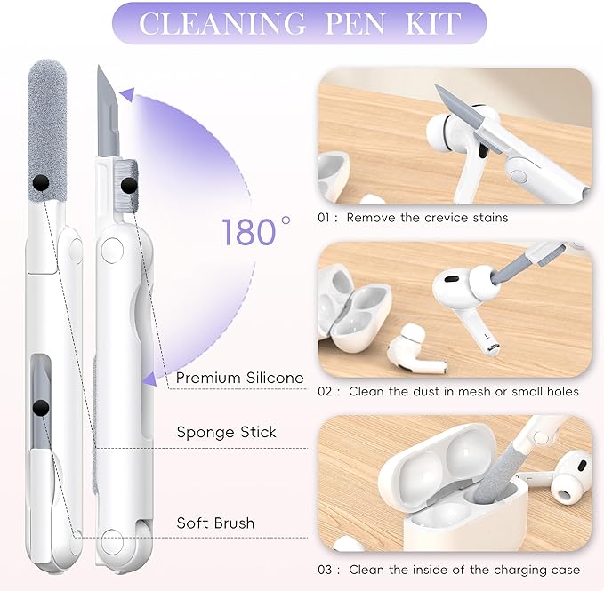 R-fun for AirPods Pro 3 Case with Cleaning Kit, Soft Liquid Silicone Rubber Protective Cover, Compatible with AirPods Pro 3rd Generation Case (2025), Compatible with MagSafe, Banana Purple