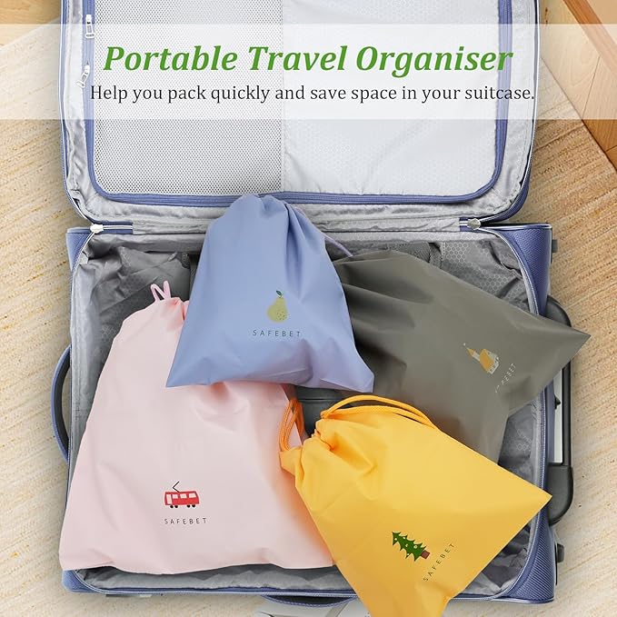 10PCS Waterproof Drawstring Bag, 8 Colorful Travel Storage Bags & 2 Clear Bags, Portable Plastic Travel Organize Pouch for Swimming Gym Pool Beach Sports Wet Cloth Shoes