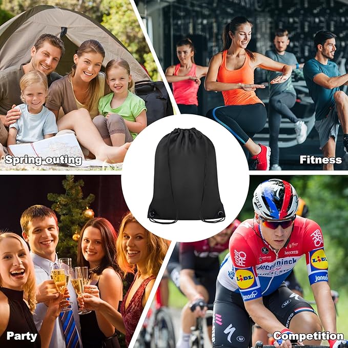 2PCS Drawstring Bags Bulk, String Backpack for Men Women, Cinch Bag Draw String Back Bag for Gym, Sports, Travel, Swimming, Beach, XL. Black