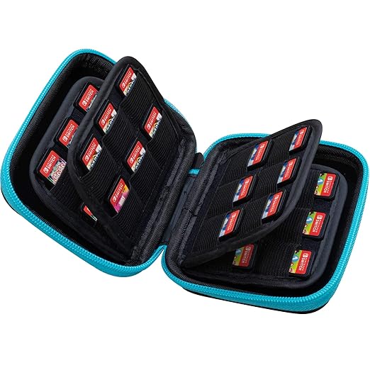 ButterFox 45+12 Switch Game Case for Nintendo Switch (45 physical+12Micro SD digial slots), Switch Game Card Storage Holder or SD Memory Card Case (45 Blue/Black)