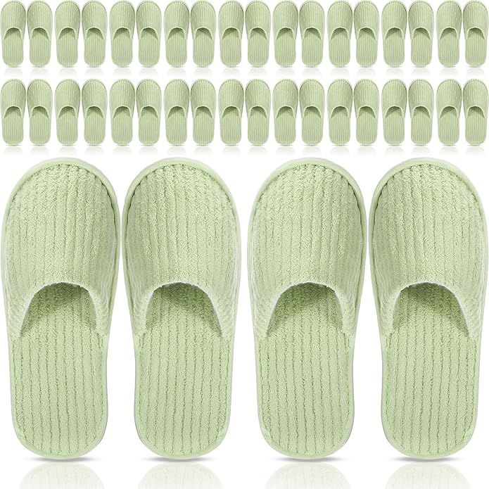 Panitay 20 Pairs Reusable Spa Slippers for Guests Washable House Slippers with Triple Layer Coral Fleece for Home Indoor Hotel Travel, Closed Toe