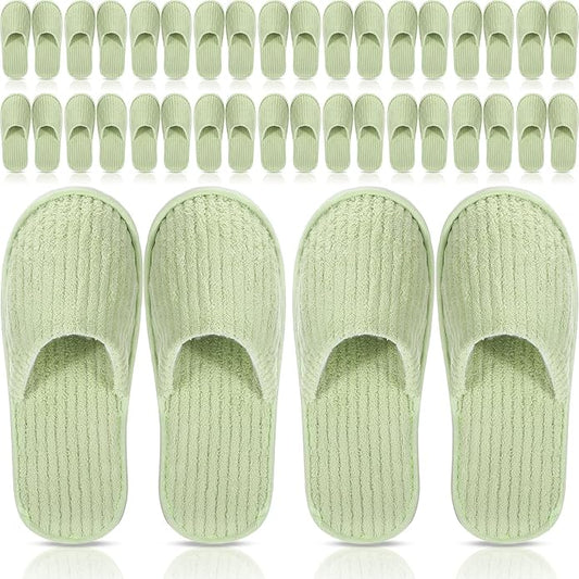 Panitay 20 Pairs Reusable Spa Slippers for Guests Washable House Slippers with Triple Layer Coral Fleece for Home Indoor Hotel Travel, Closed Toe