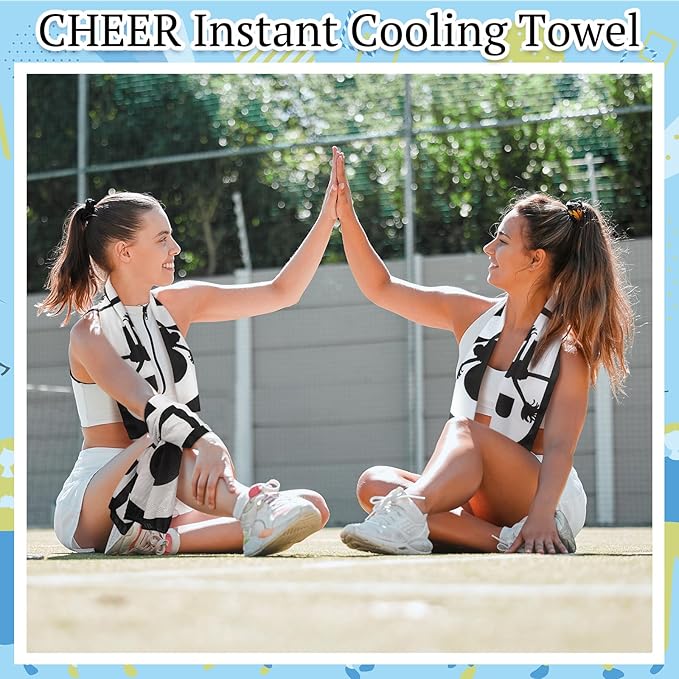 24 Pcs Cheerleader Cooling Towel Cheer Gifts Bulk for Team Cheer Sports Gifts with Bags 40" x 12" Breathable Chilly Microfiber Cooling Towel for Yoga Sport Gym Party Favor (Black)