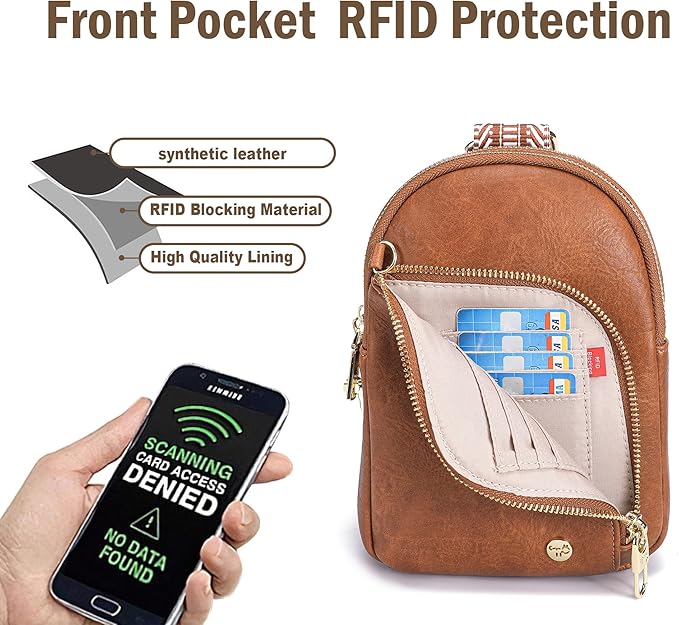 INICAT RFID Blocking Sling Bag, Anti Theft Crossbody Bag for Women Compact Travel Purses Leather