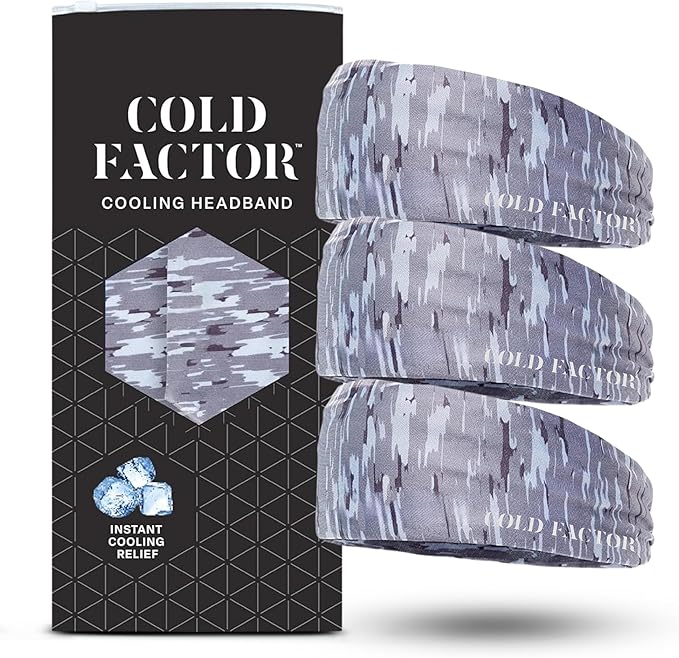 COLD FACTOR Cooling Headband for Women and Men – UPF 50+ Advanced Evaporative Comfort, Instant Cooling Sweatband for Outdoor Sports, Fitness, Yoga, Hiking, Running, and Workout