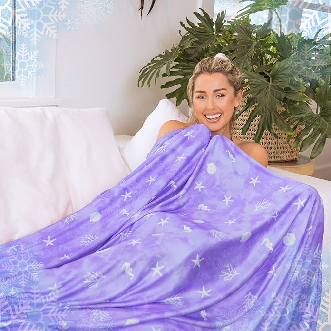 Ailemei Direct Cooling Throw Blanket with Double Sided Cold Effect, Lightweight Breathable Summer Coastal Theme Bed Blankets, Transfer Heat to Keep Body Cool for Hot Sleepers Night Sweats, 50“x70”