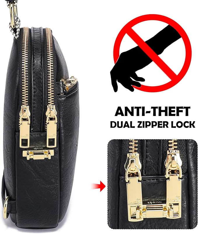 INICAT RFID Blocking Sling Bag, Anti Theft Crossbody Bag for Women Compact Travel Purses Leather