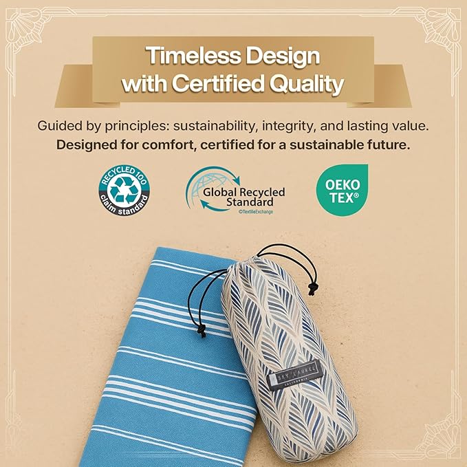 BAY LAUREL 4-Pack Oversized Turkish Beach Towels – Quick Dry, Sand Free Towels with Travel Bags, 39"x71", Lightweight (Pack of 4 - Denim Blue)