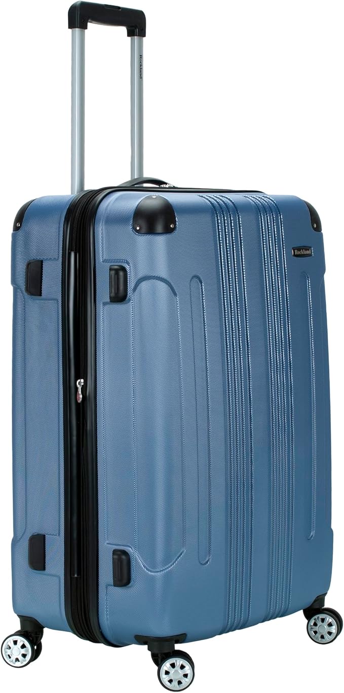 Rockland London Hardside Expandable Spinner Wheel Luggage, Checked Large 28", Blue