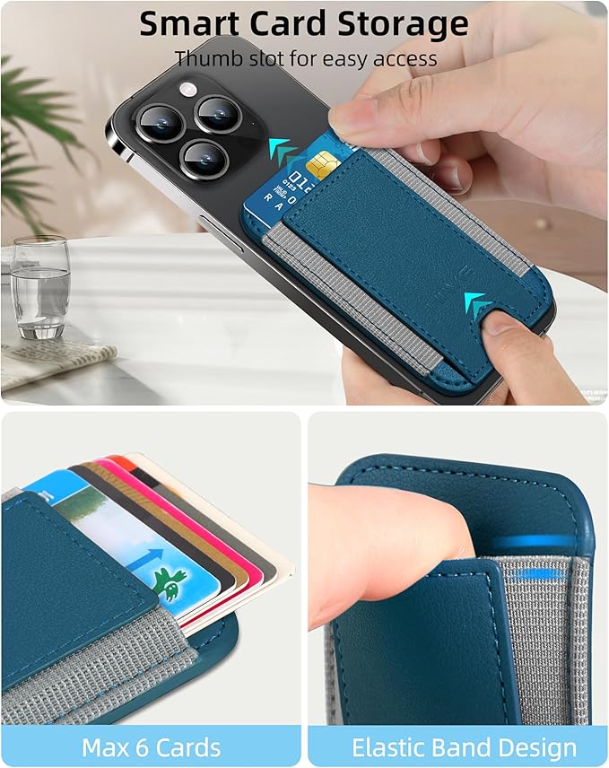 HiWe for MagSafe Wallet: 7-Card Holder, RFID Blocking, Strong Magnet for iPhone 12-17 Series, Slim, 1 Slot