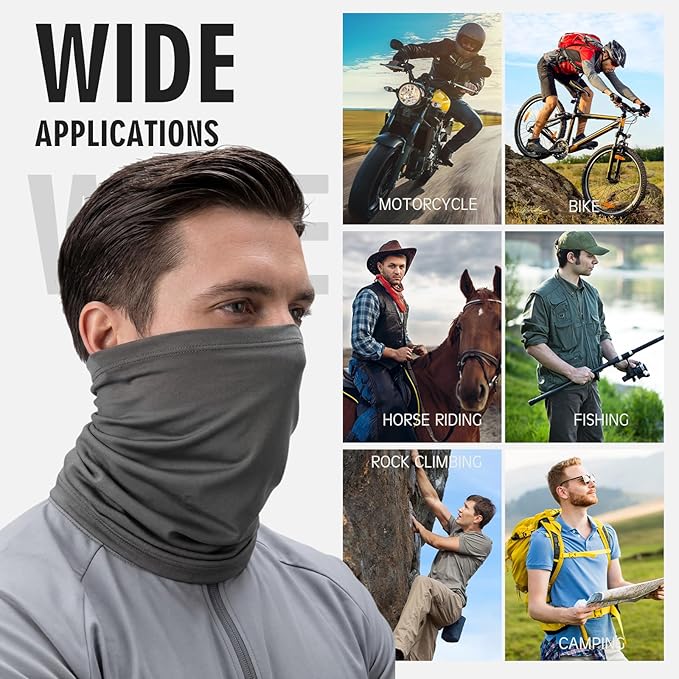 Cuffbow 12 Pack Neck Gaiters Face Mask Balaclava for Men Women Cooling Neck Gaiter Summer UV Protection Scarf