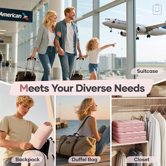 Veken 11 Set Compression Packing Cubes for Travel Essentials,Compressible Expandable Large Luggage Suitcase Organizer Bags for Clothing,Durable Space Saver Storage Bags with Toiletry Bags(Pink)
