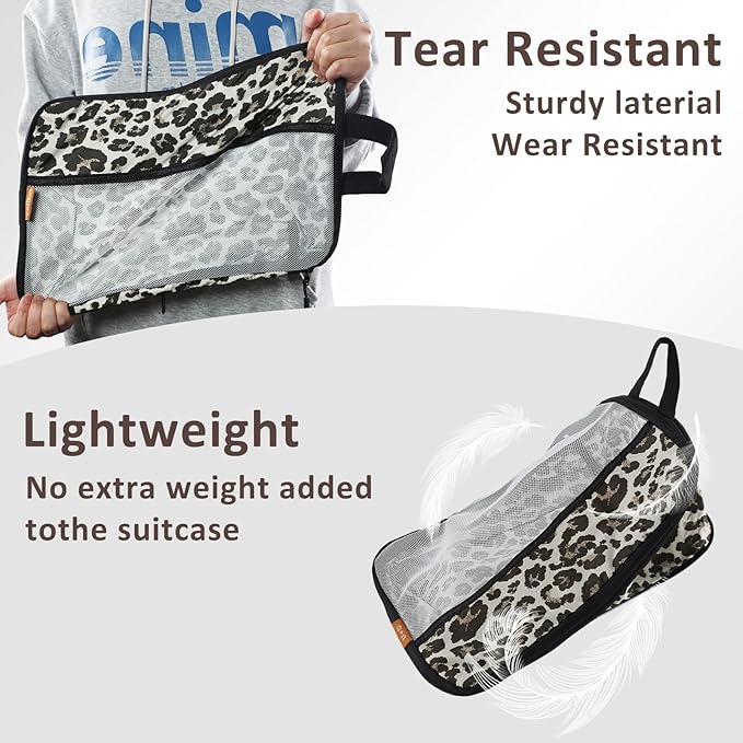 U+U 6 Set Compression Packing Cubes - Travel Organizers with Laundry Bag, Space-Saving Suitcase Organizer, Expandable Packing Organizers for Travel Essentials (Leopard)