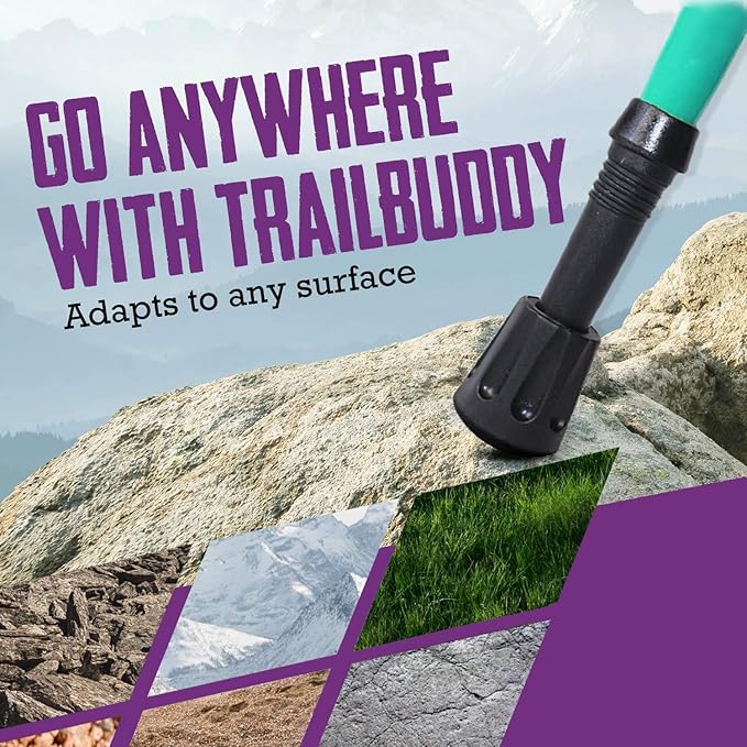TrailBuddy Walking Stick Tips - Pack of 6 Replacement Rubber Cane Tips Fit Most Trekking & Hiking Poles w/Shock Absorption, Grip & Traction Protectors - 11mm Diameter