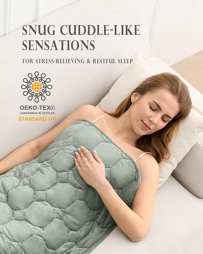 Cottonblue Weighted Lap Blanket Pad 5 lbs 29" x 24", Cozy Luxury Crystal Velvet Weighted Blanket for Adults Teens, Small Weighted Blanket Throw All Season for Travel Relaxation Sleeping, Sage Green