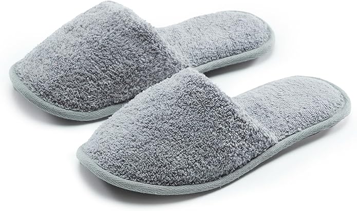 ESKYMODE Men's Cotton Bath Slippers, Terry Cloth Travel Hotel Slippers for Men