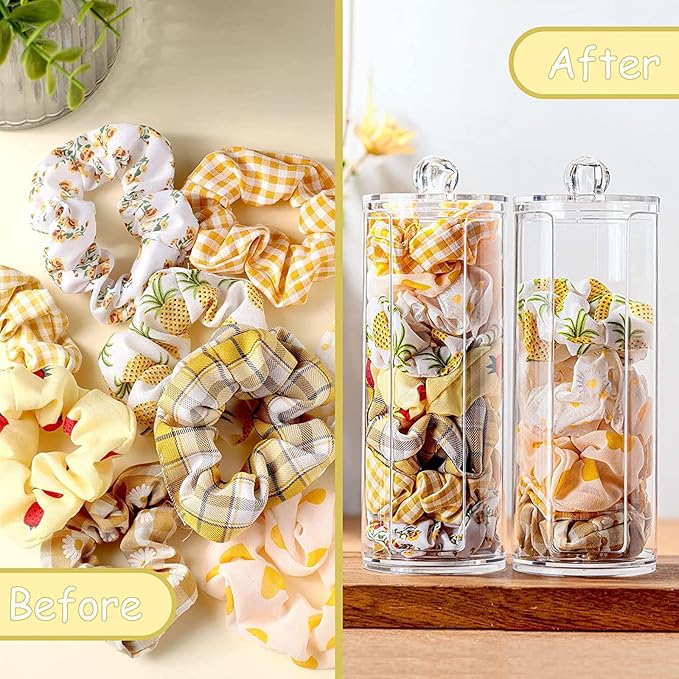 Acrylic Scrunchie Holder Organizer Ponytail Holder Box Cotton Pads Organizer Hair Ties Organizer Storage Travel