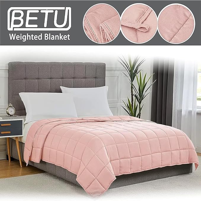 Pink Weighted Blanket for Adults 20lbs, 48"x72", Twin Full Size Cooling Heavy Throw Blanket for 180-220lbs, Microfiber Soft Thick Big Blankets Weighted Comforter Gifts for Sleeping