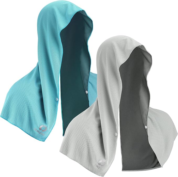 Sukeen Cooling Hoodie Towel, Absorbent Quick-Drying Cooling Towels for Neck and Face, UV Sun Protection Cooling Neck Wraps Sport Head Cooling Towel Hot Weather
