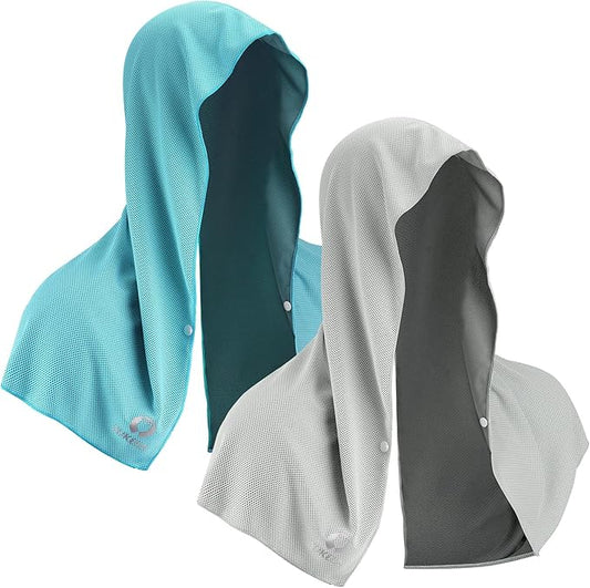 Sukeen Cooling Hoodie Towel, Absorbent Quick-Drying Cooling Towels for Neck and Face, UV Sun Protection Cooling Neck Wraps Sport Head Cooling Towel Hot Weather