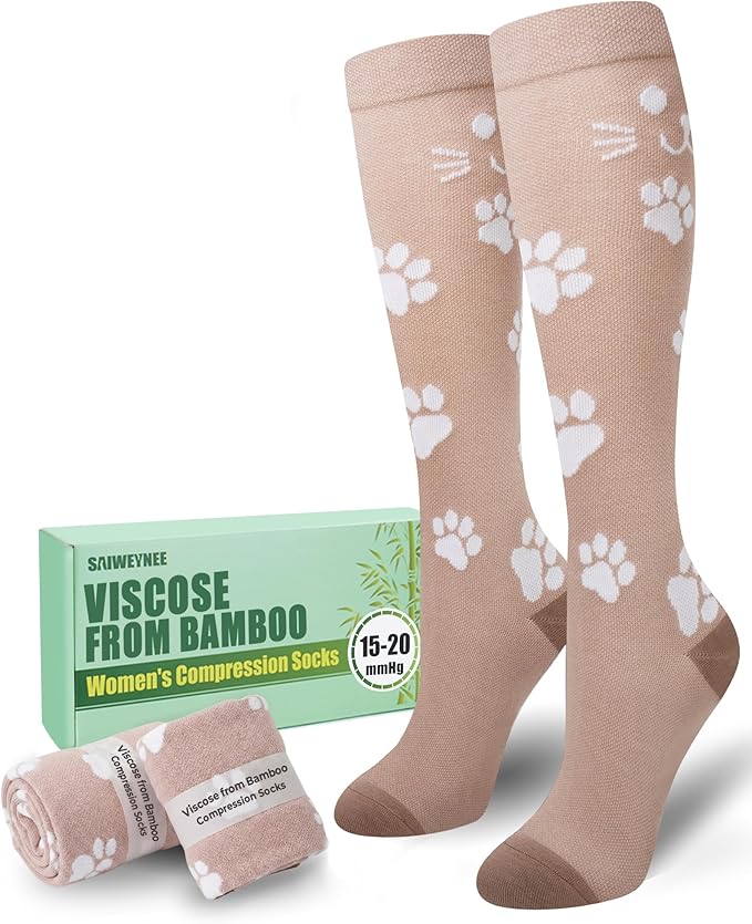 Compression Socks for Women 15-20 mmHg, Viscose from Bamboo, 3-Pair Knee High for Flying, Work & All-Day Comfort