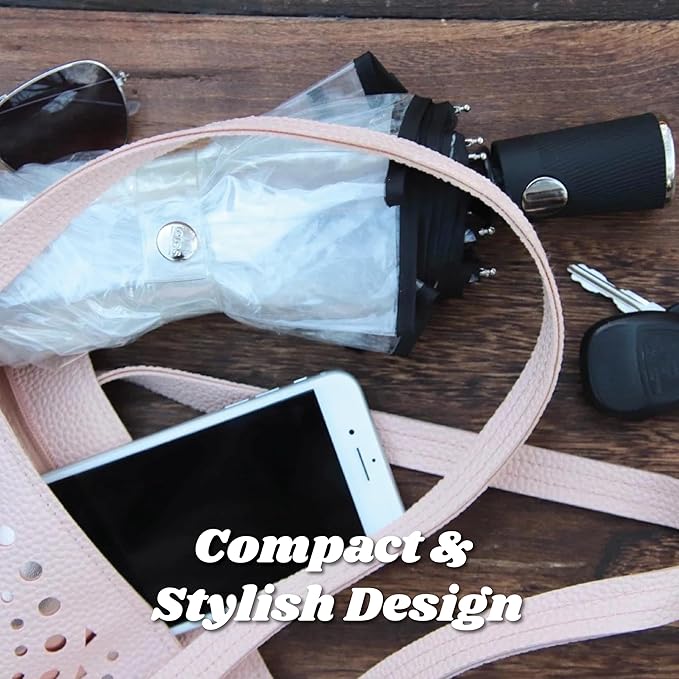 Totes Compact Auto Open Folding Umbrella with Enhanced Visibility
