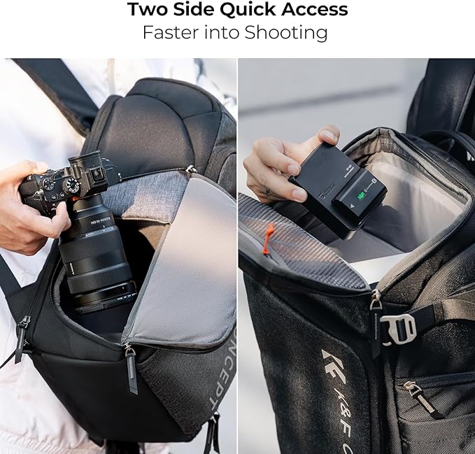 K&F CONCEPT Professional Camera Backpack, Large Photography Backpack Expandable to 25L, Quick Access&Water Resistant Camera bags with Rain Cover&Tripod Holder for Canon/Nikon/Sony/DJI/DSLR Mirrorless