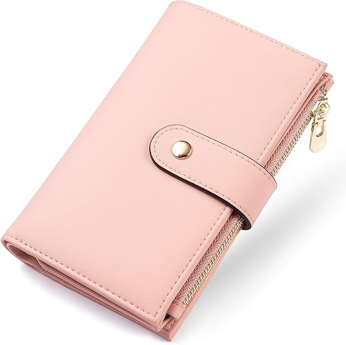 yiijay Womens Wallet RFID Blocking Leather Trifold Clutch Wallet Credit Card Holder Ladies Travel Wallet Purse with Pen Holder