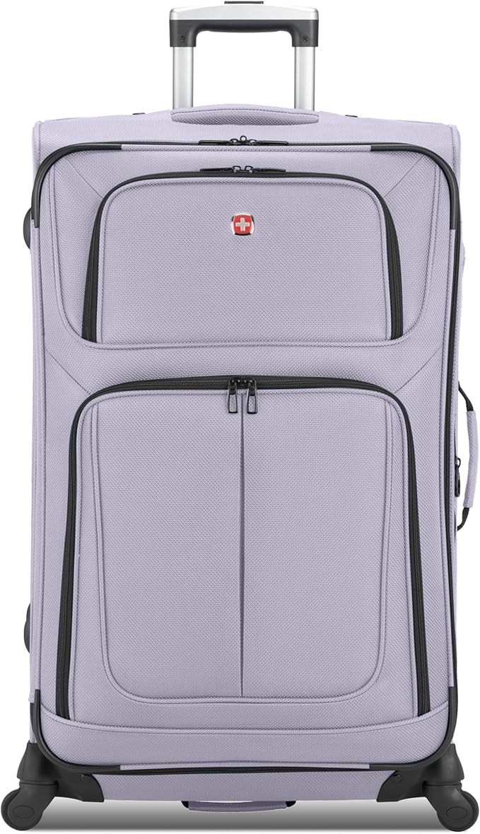 SWISSGEAR Sion Softside Expandable Spinner Luggage Durable Lightweight Travel Suitcase, Evening Haze, Checked-Large