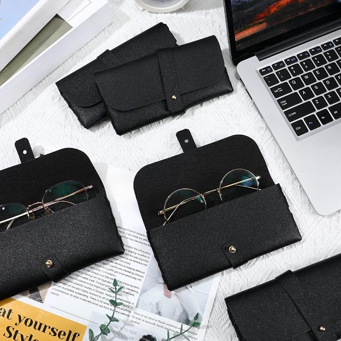 Nuogo 30 Pack Eyeglass Case Soft Glasses Case Studded Sunglasses Pouch Portable PU Leather Bag for Women Men