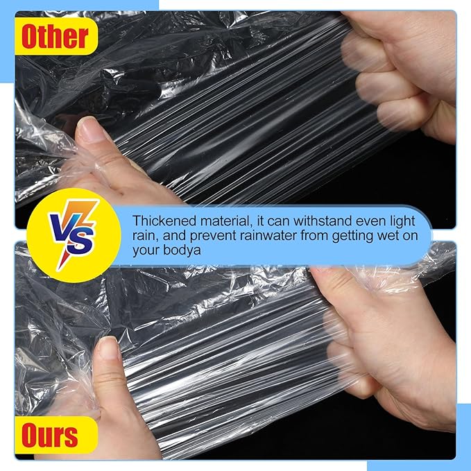Handepo 100 Pack of Adult Rain Ponchos with Hood Disposable Plastic Rain Ponchos Bulk Emergency Raincoat for Men Women Adult