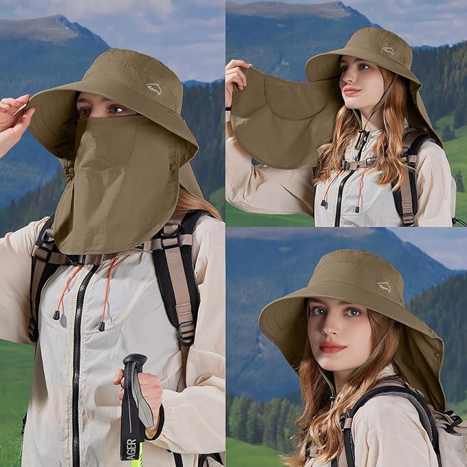 Sun Hat for Men Women with Neck Flap,UPF 50+ UV Protective Hiking Fishing Hats,Wide Brim Sun Hat for Women&Men