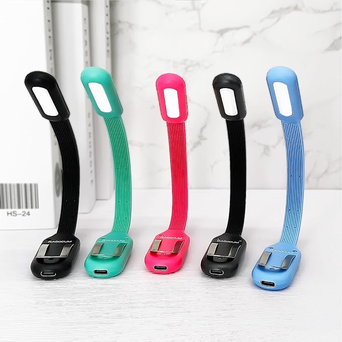 Rechargeable Book Light for Reading in Bed, 4 Color Temperatures Eye-Caring LED, Portable Clip On Reading Light with Magnetic Base, Hands-Free for Travel, Night Reading (Black)