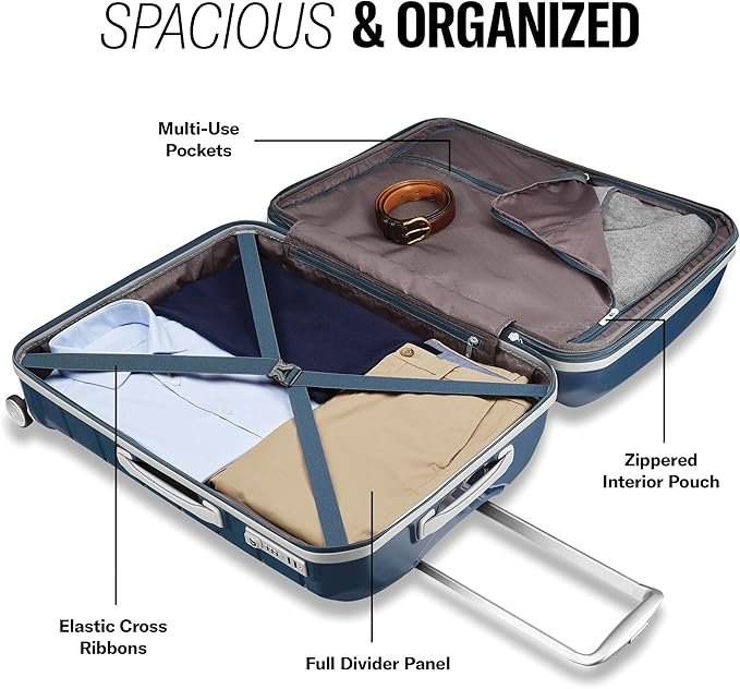 Samsonite Freeform 2-Piece Luggage Set - Carry-On & Large Checked Luggage with Dual Spinner Wheels - Durable Polypropylene Hardshell - TSA Lock, Airline-Approved - Expandable Hard Shell - Sky Blue