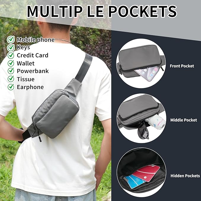 Fanny Pack Nylon Mini Belt Bag Everywhere Belt Bag for Women Water Repellent Waist Packs Crossbody Bags with Adjustable Strap
